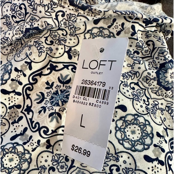 LOFT Outlet Blue White Camisole Tank Top Size L NWT - Picture 6 of 6